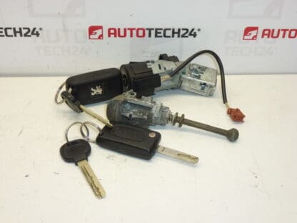Caixa de interruptores, fechadura da porta e duas chaves Citroën Peugeot 4162EQ