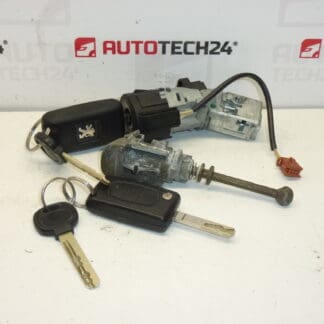 Caixa de distribuição, fechadura da porta e duas chaves Citroën Peugeot 4162EQ 4162EA